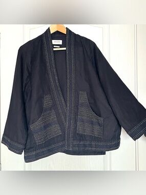 Aritzia Golden By TNA Frazier Jacket Black XXS Kimono Sashiko Stitch Avant Garde
